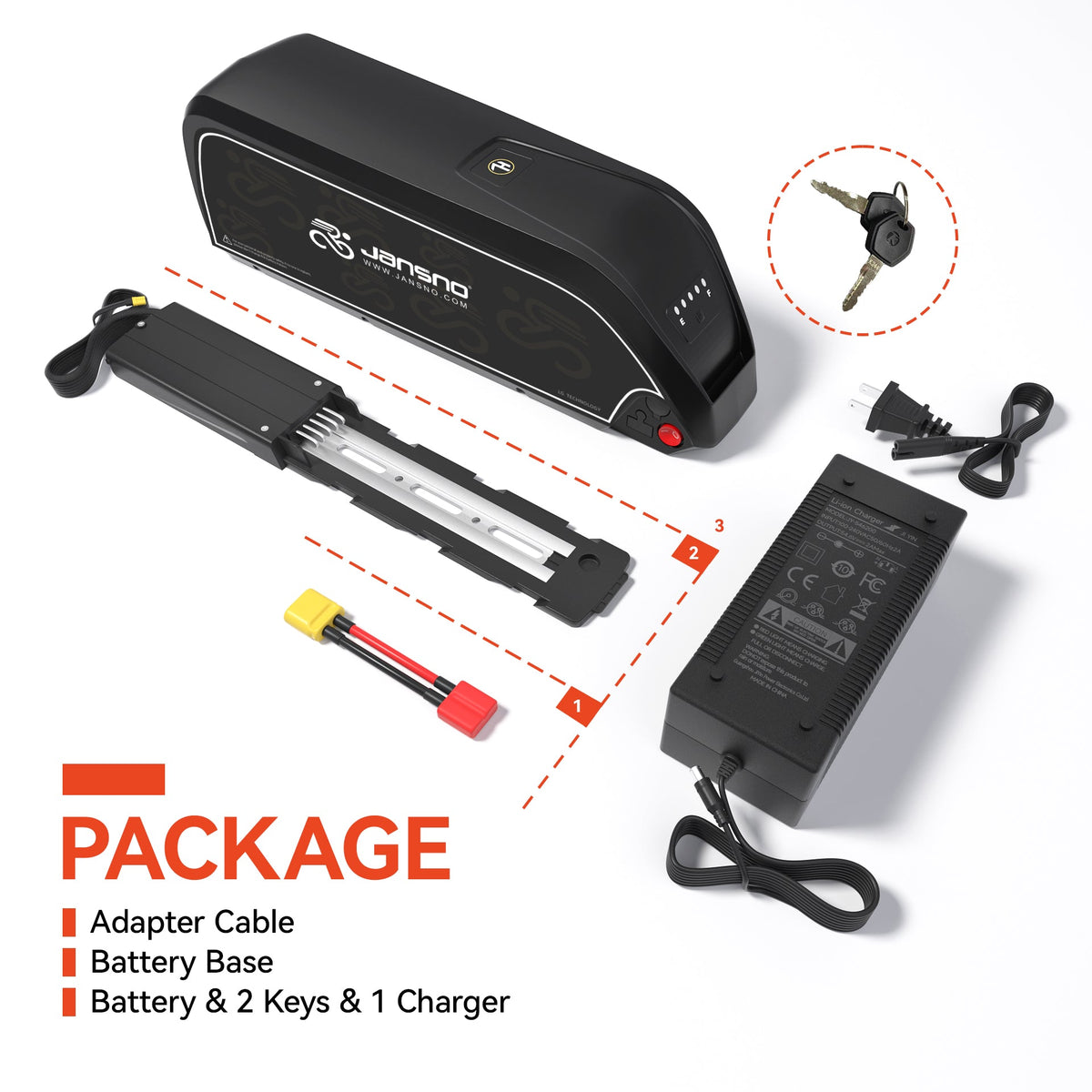 Jansno 48v 14Ah Battery package list