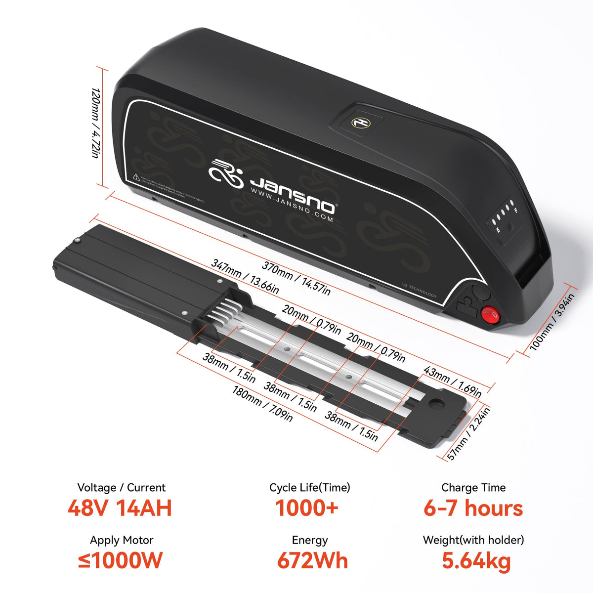 48V 14Ah Battery size
