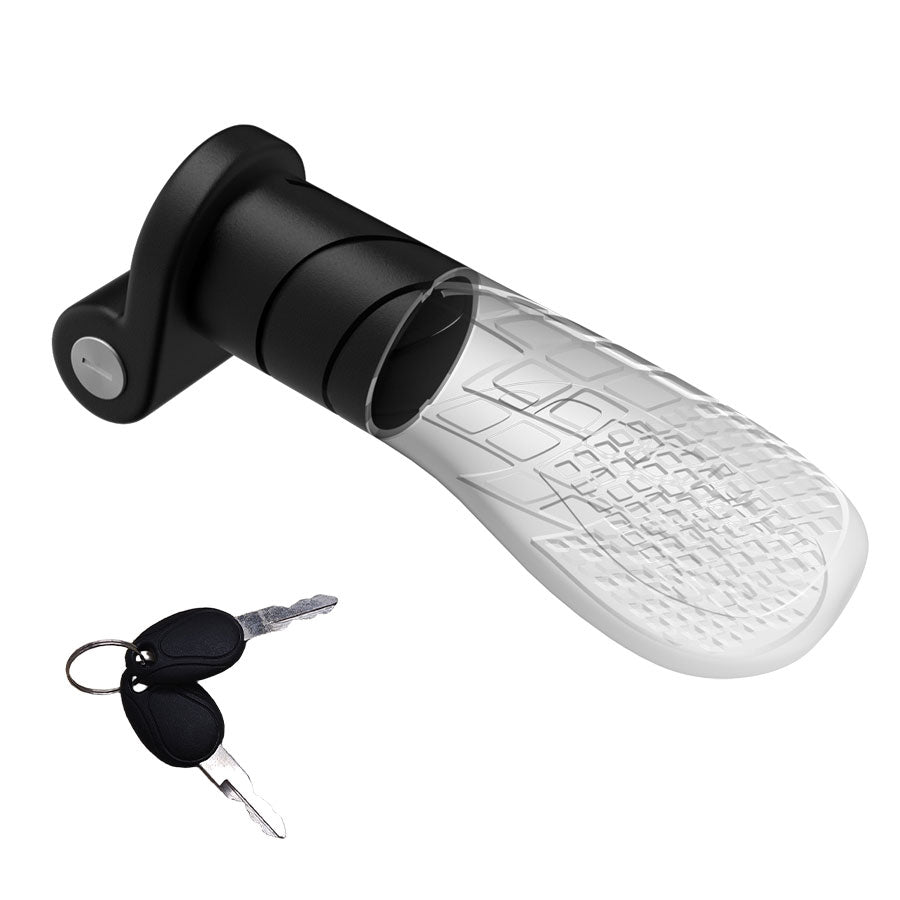 The half-twist throttle with lock and comes with 2 keys.